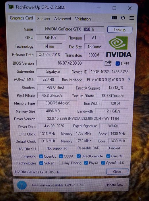 Видеокарта 1050 Ti