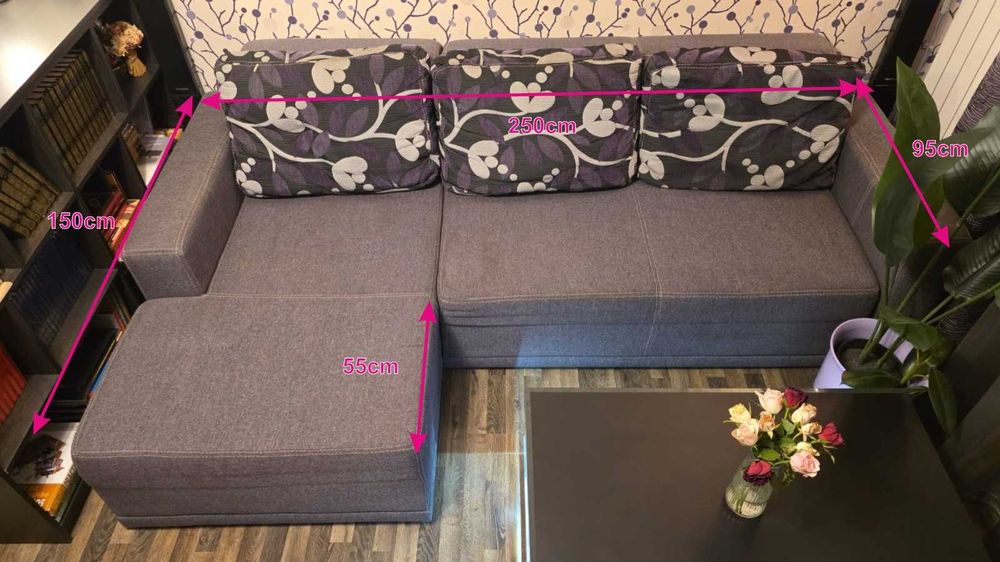 Vand Coltar living extensibil stofa mov- 500 lei