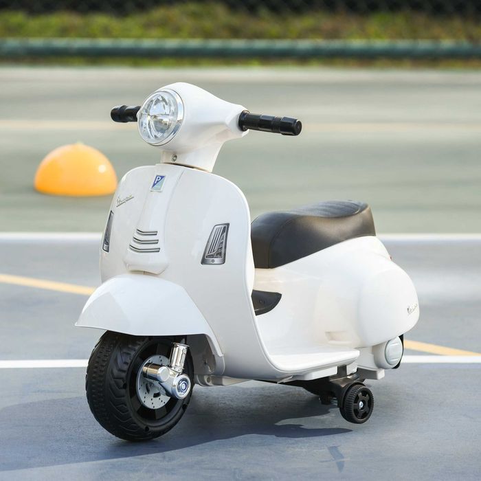 HOMCOM Електрически мотоциклет за деца, Vespa 6V електрически мотоциклет с помощни колела
