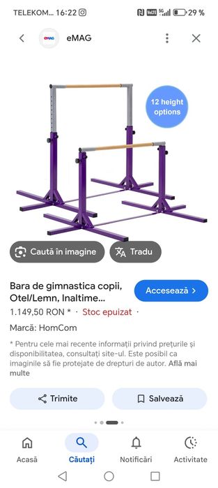 Bară gimnastică copii