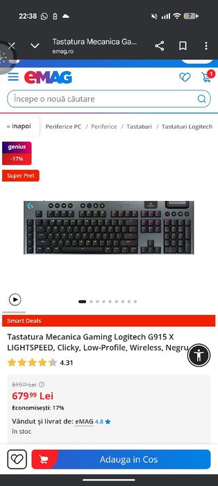 Tastatura gaming Logitech g915