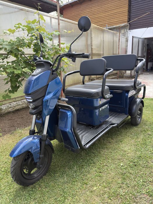 Triciclu Electric Z-TECH ZT-31 cu 2 locuri.DOAR 5 Kilometri Utilizat motor 1500 W 60 V 20 Ah Albastru
