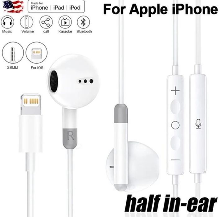 Casti Husa Folie Noi Sigilate Albe in Cutie Compatibile Iphone