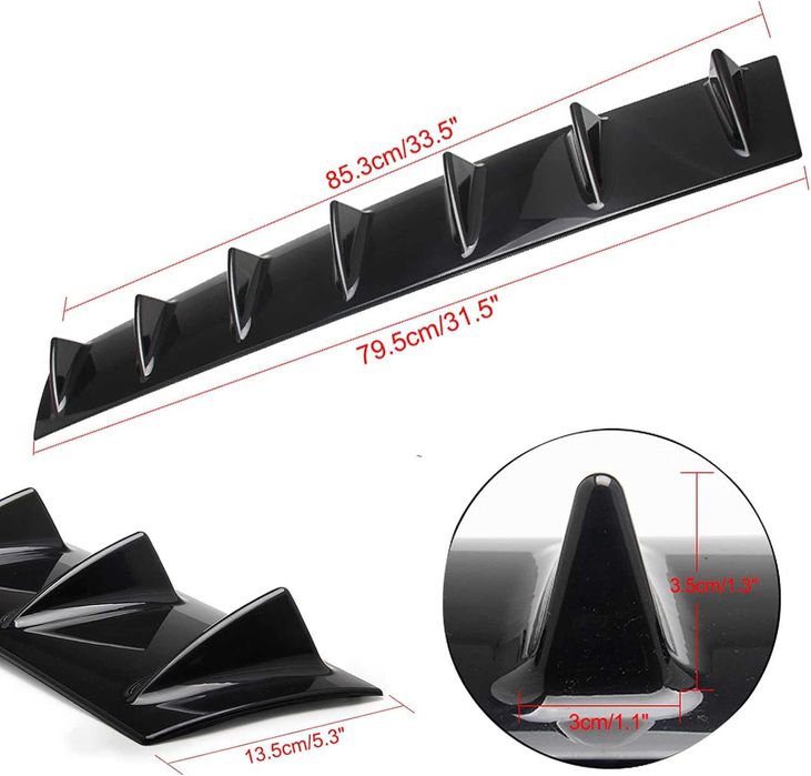 Универсален дифузьор / добавка за задна броня 85см - Черен Гланц.