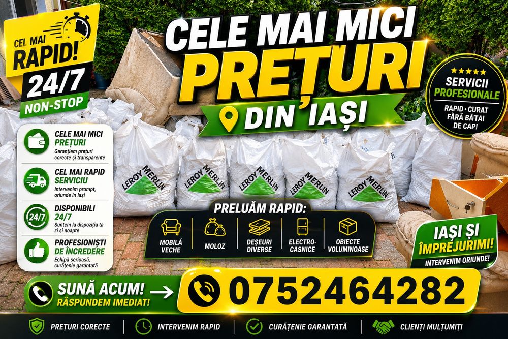 Transport ieftin moloz, moluz, debarasări • Mobilă • Curățenie șantier