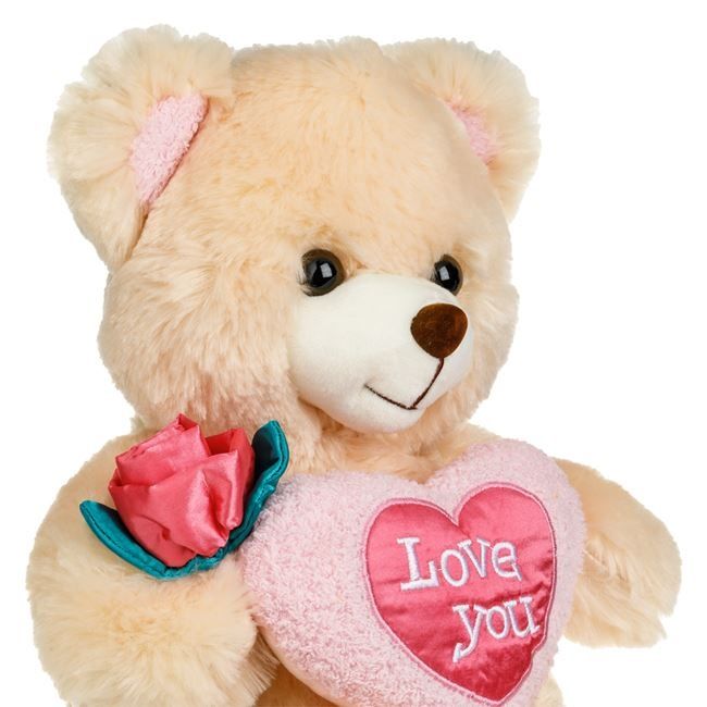 Плюшено мече със сърце и роза-32 см.