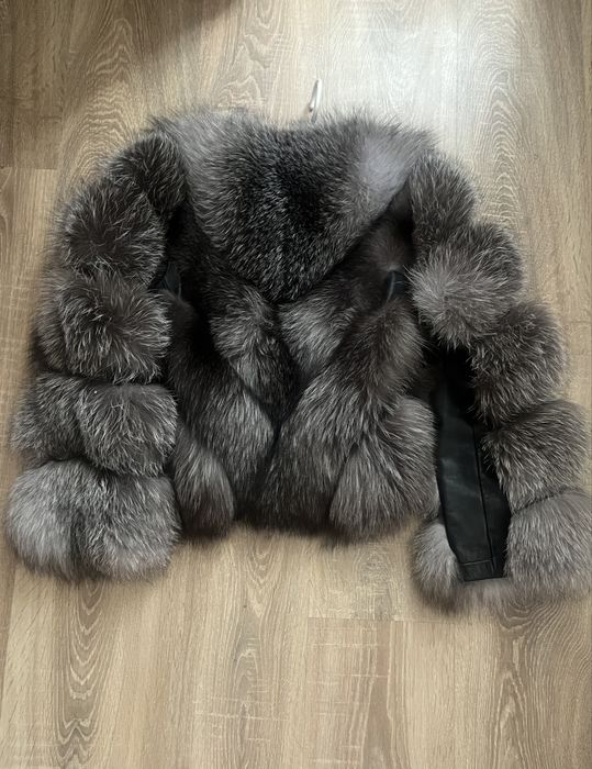 Haină de blană naturală vulpe argintie