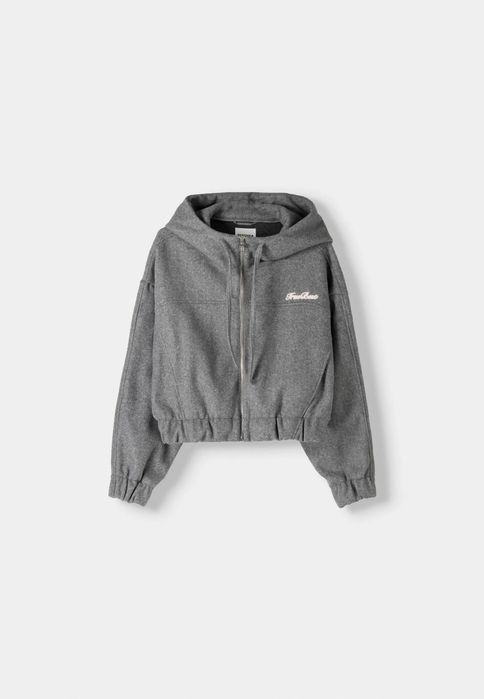 Кофта худи на молнии Bershka серое качественное