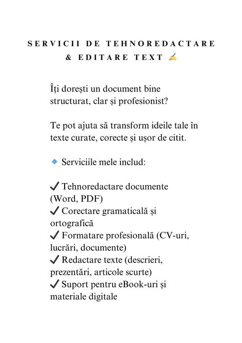 Servicii de Tehnoredactare & Editare Text