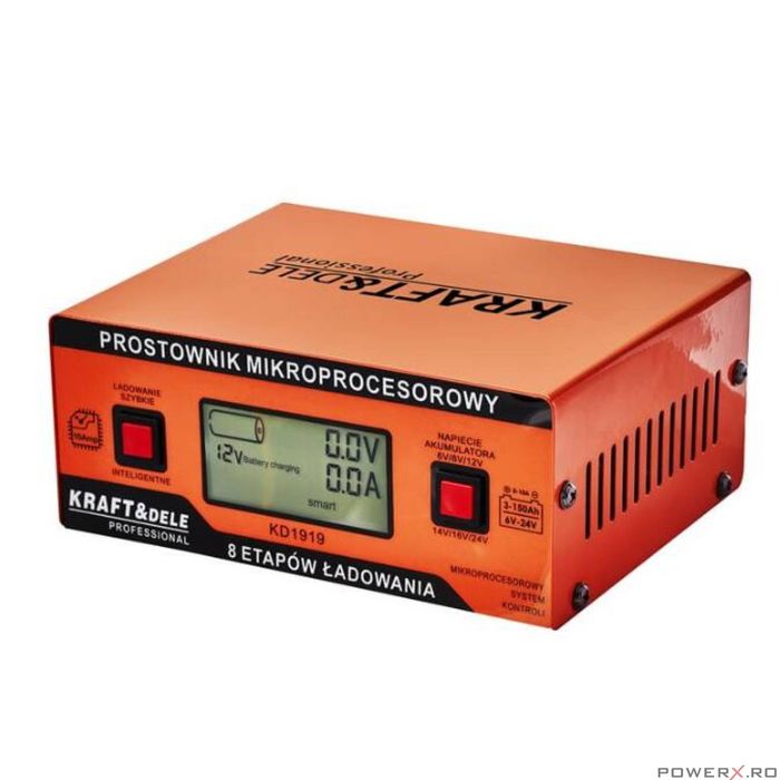 Redresor auto digital cu microprocesor, 10A, 6-24V, Kraft