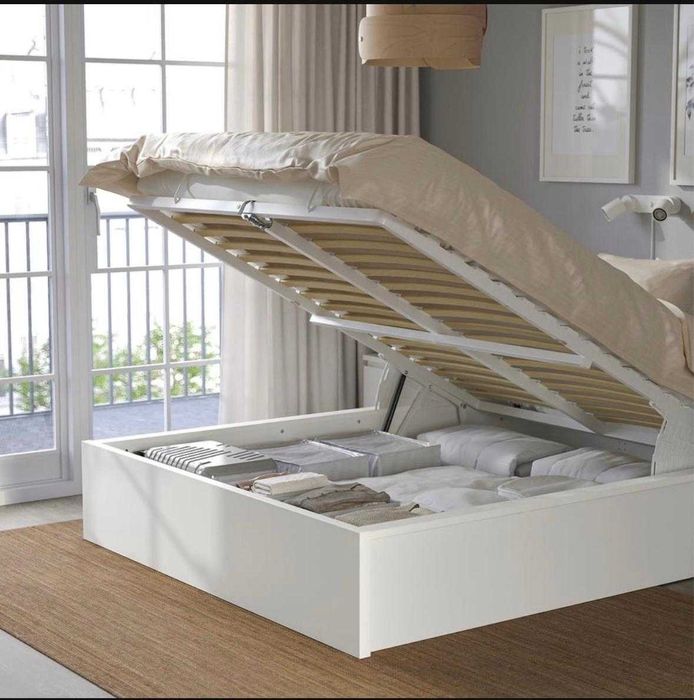 Pat dormitor cu saltea si noptiere incluse matrimonial somiera sertare