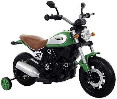 Motocicleta electria pentru copii BT307 60W, ROTI Gonflabile #Verde