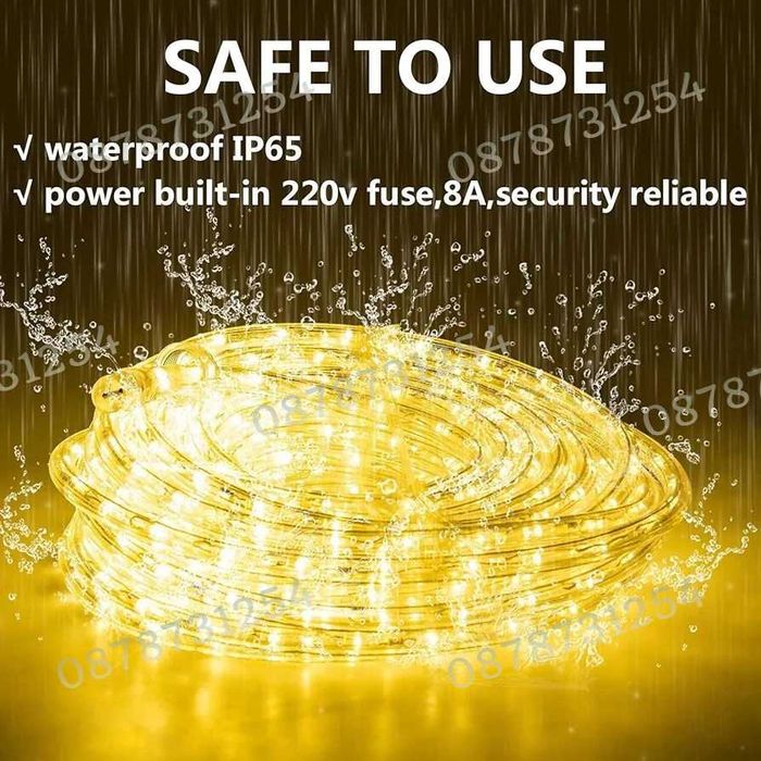 Силиконов Маркуч 20м. Топла Светлина за Коледна Украса Водоустойчив