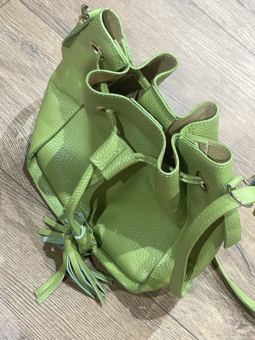 Poseta verde lime din piele naturala