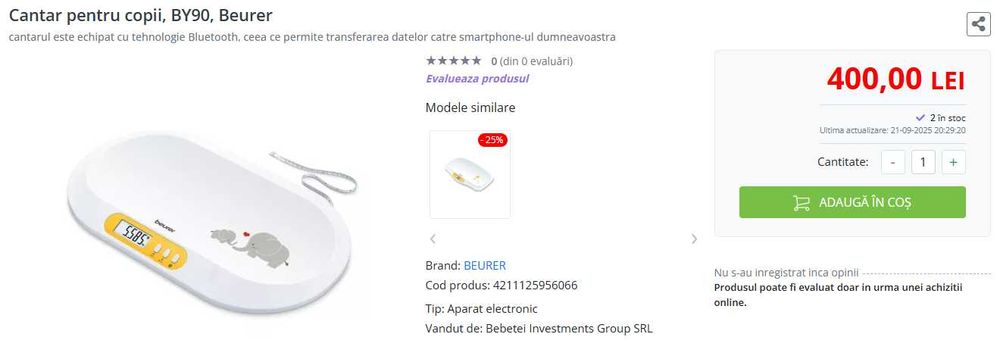 Cantar pentru copii Beurer BY90 cu Bluetooth
