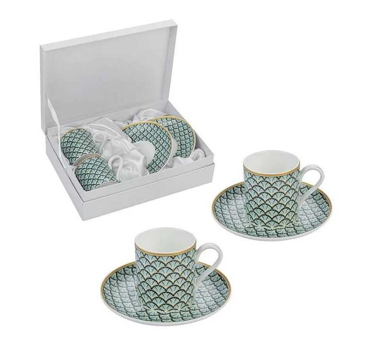 Порцеланов ервиз за кафе Lancaster. 2 комплекта х 2 чаши и чинийки.