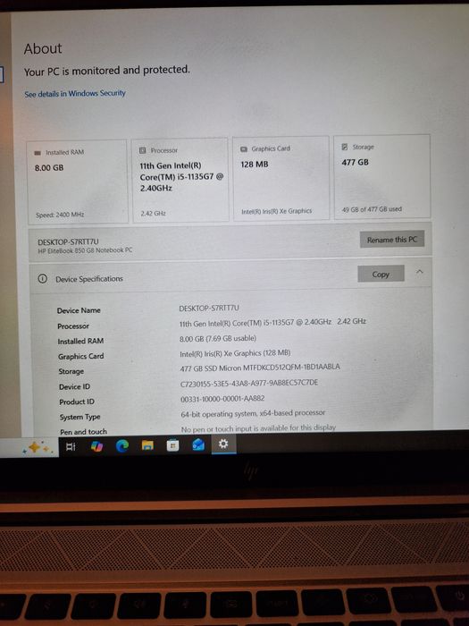 Vand Laptop HP Elitebook 850 G8, I5 gen 11, 8gb ram, 512 ssd