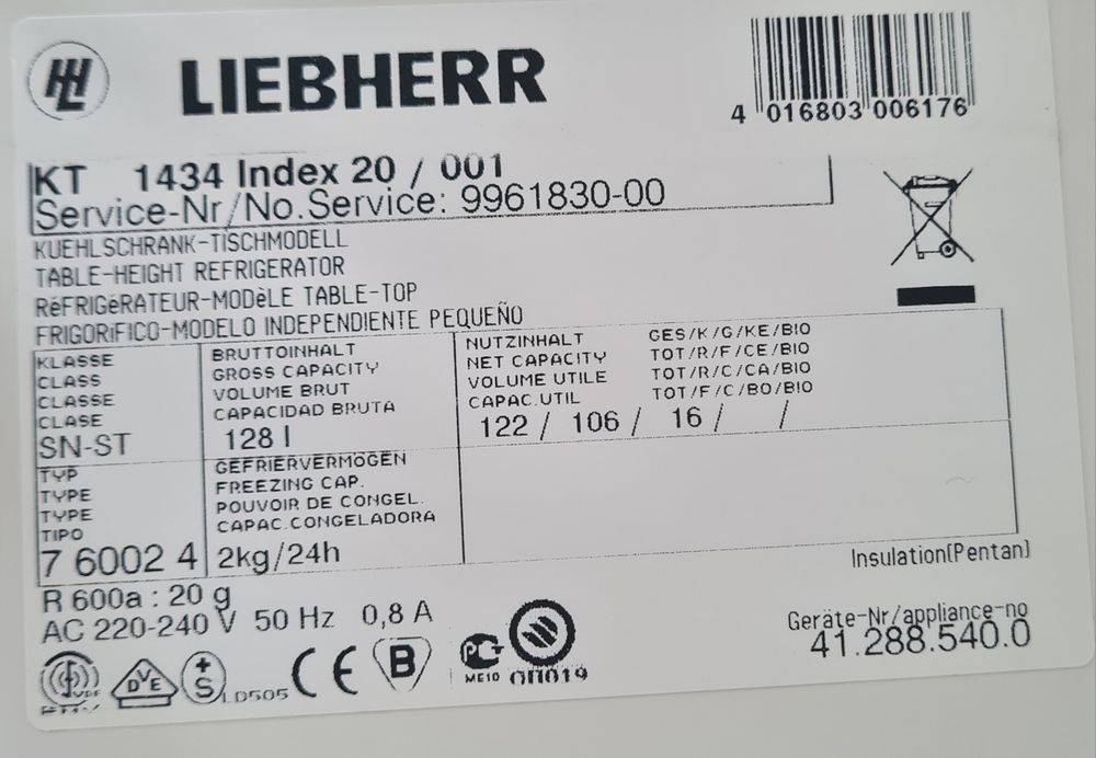 Хладилник с камера Liebherr KT 1434 A+