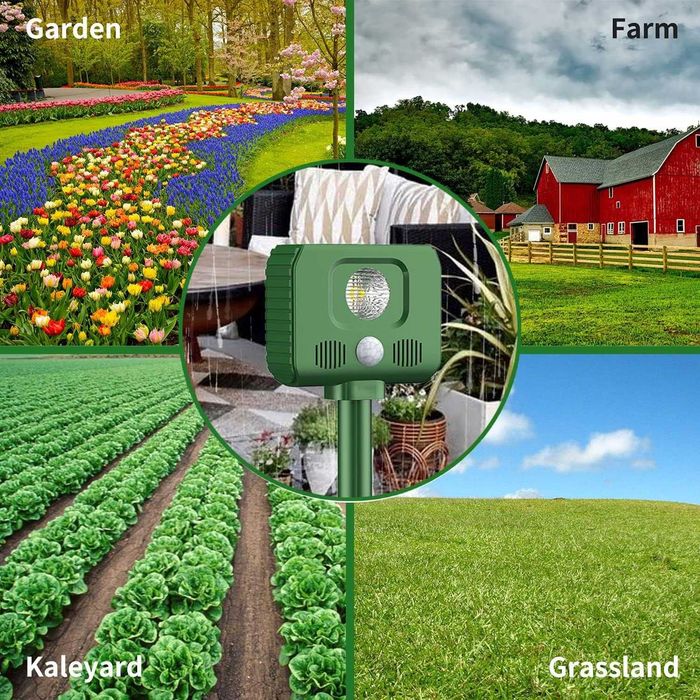 Репелент за животни и птици- соларен - ултразвук и светлина HonGxian