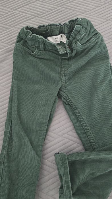 Pantaloni H&M Slim Fit velur verde