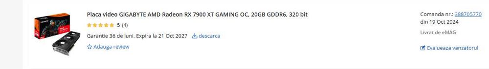 GIGABYTE AMD Radeon RX 7900 XT GAMING OC, 20GB GDDR6, 320 bit