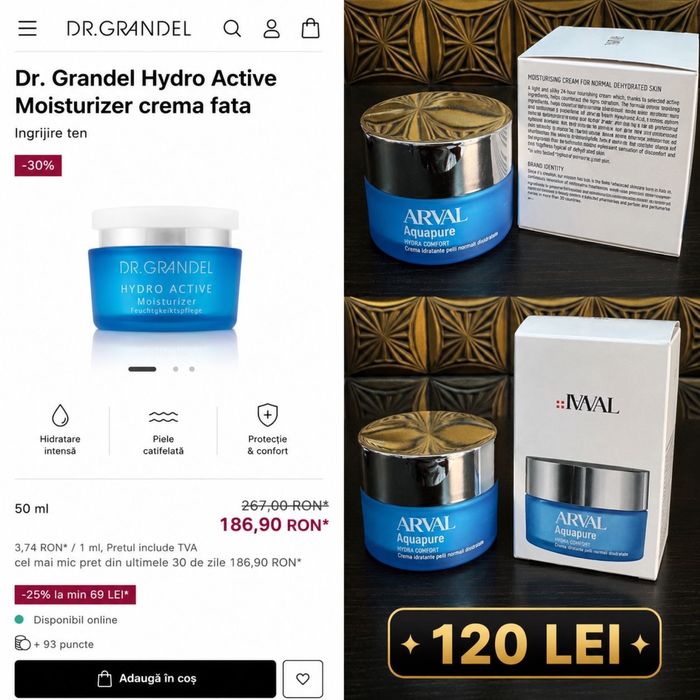 ARVAL Aquapure Hydra Comfort – Cremă hidratantă pentru ten normal și deshidratat
