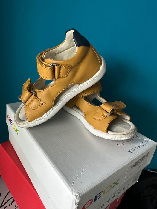 Geox - Mărime 24, Sandale de piele, Maro Ocru/Albastru