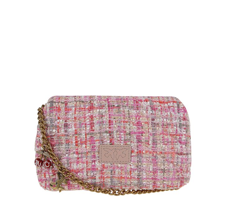 Дамска чанта Pinko – туид, розова, оригинал