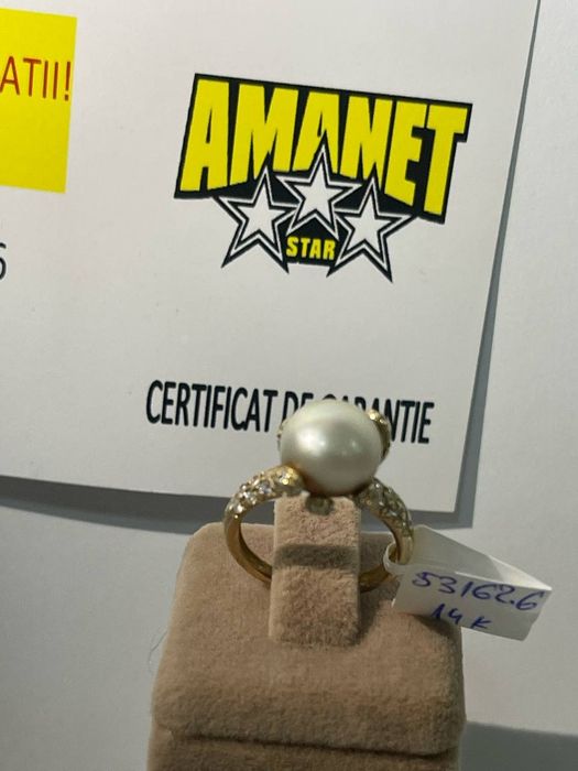 Inel cu perla și pietre aur 14k (ctg)