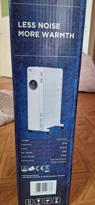 Маслен радиатор Midea 2.5kW с дистанционно в гаранция