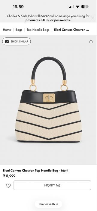 Сумка Charles & Keith Eleni Canvas Chevron