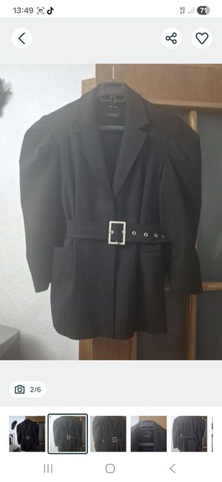 Sacou dama umeri bufanti si curea