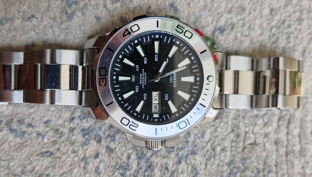 Ceas mecanic-automatic cu data si zi, metalice 43 mm DG2813.