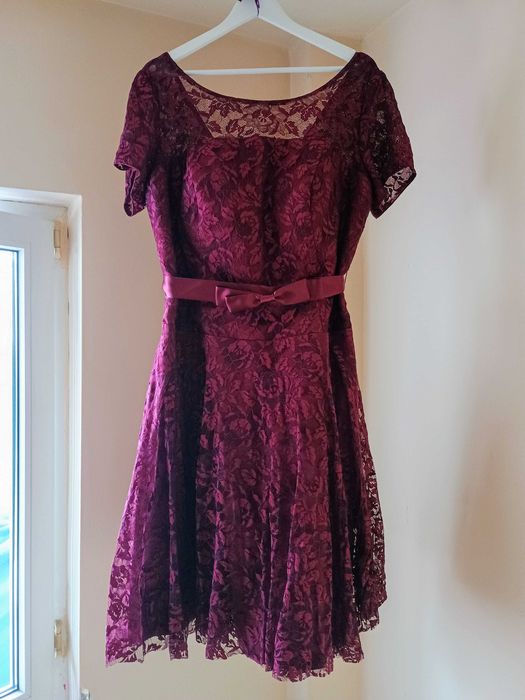 Rochie rosu burgund de ocazie domnisoara de onoare marimea 48 XXL