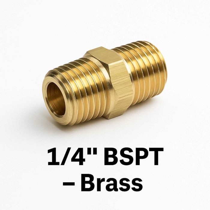 Месингов нипел 1/4"  - Конусна резба - фитинг връзка за въздух/вода