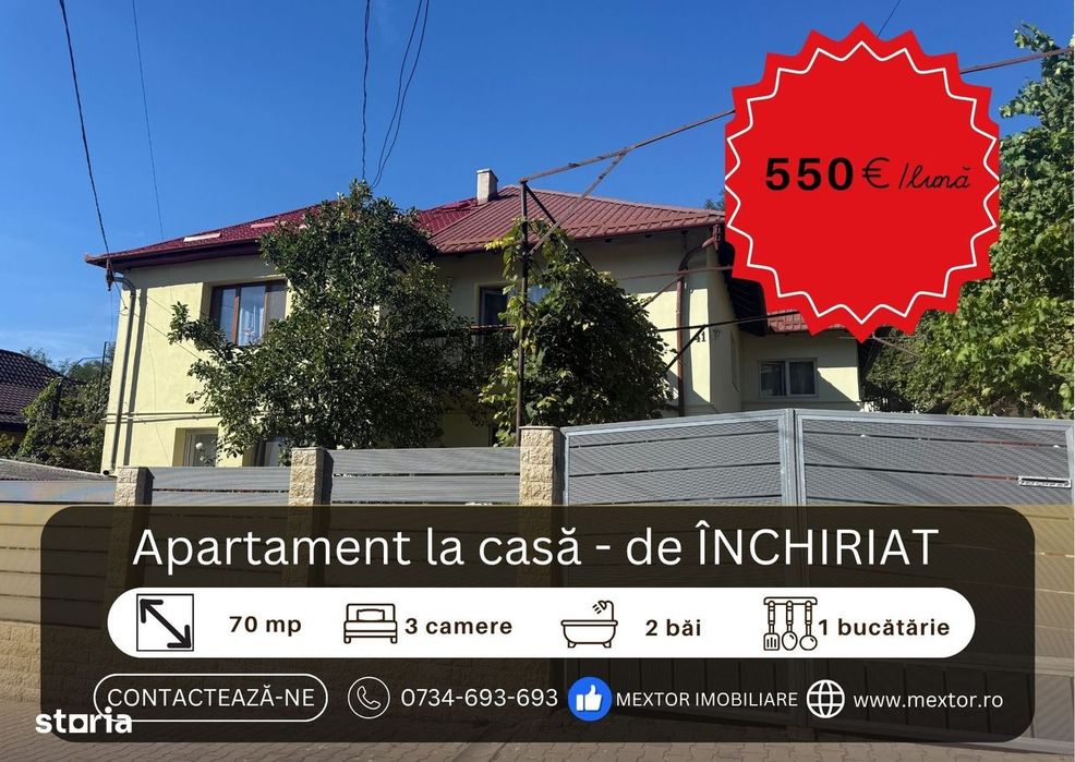 Apartament la casa, de inchiriat