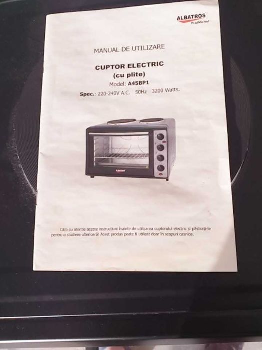 Vand CUPTOR ELECTRIC cu 2 plite, grătar și tăviță, termostat