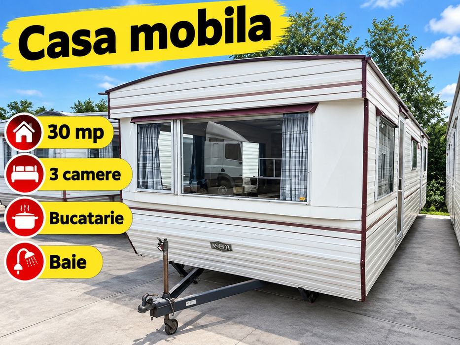 Casa mobila Casa pe roti Casa fara autorizatie Container / 3 camere / living / 2 dormitoare / bucatarie / baie / 30 mp / mobilata si utilata