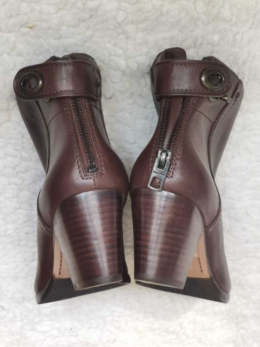 Botine maro dama originale piele naturala Coach ghete office femei