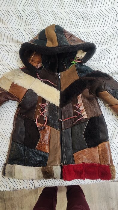 Палто за момичета 3-4 години, естествена кожа