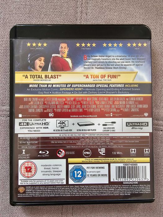 Shazam 4k UltraHD + Blu-Ray
