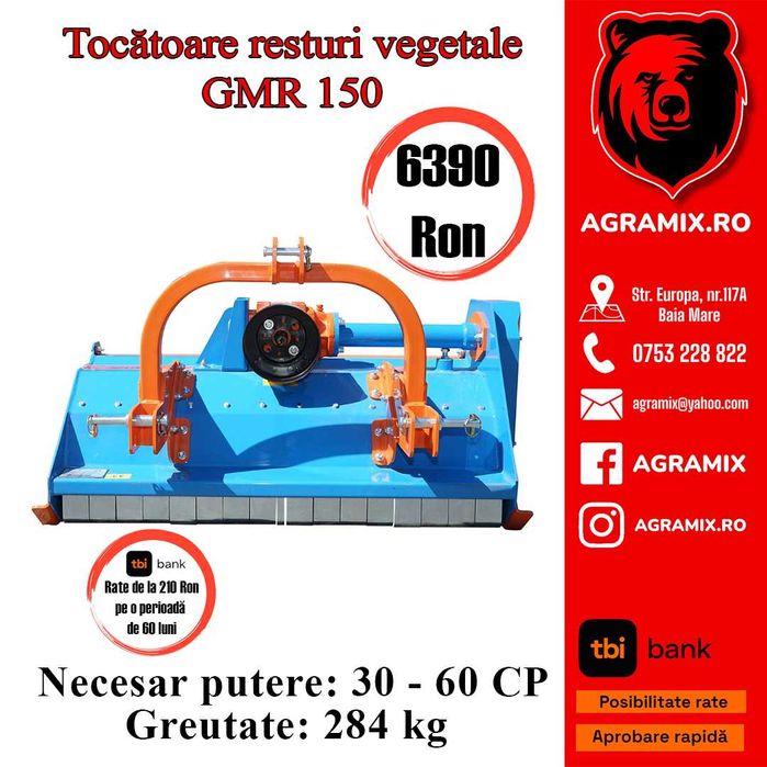 Tocatoare resturi vegetale nou GMR latime 150cm Agramix