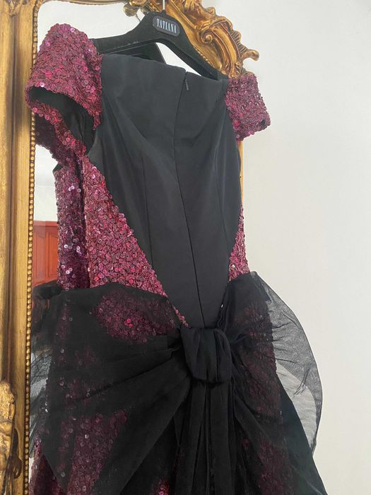 rochie eleganta lunga paiete bordo rochie nunta botez gala M L