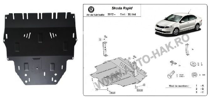Scut motor metalic otel 2-3mm Skoda Fabia,Octavia,Superb,Rapid,Karoq