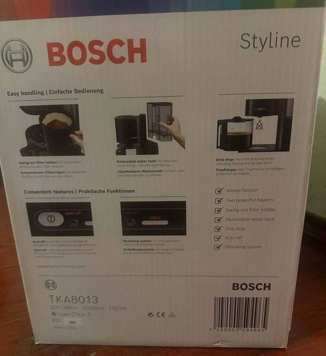 Кофеварка BOSCH StylineTKA8013
 Кофеварка BOSCH Styline Черный TKA8013