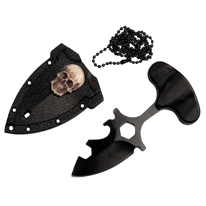 Cutit tactic IdeallStore®, Broken Death, 8 cm, negru, teaca inclusa