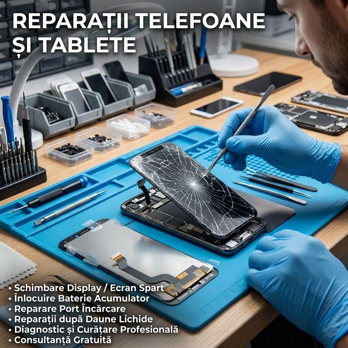 REPARAȚII TELEFOANE ȘI TABLETE • Schimbare Display, Baterie, Diagnostic