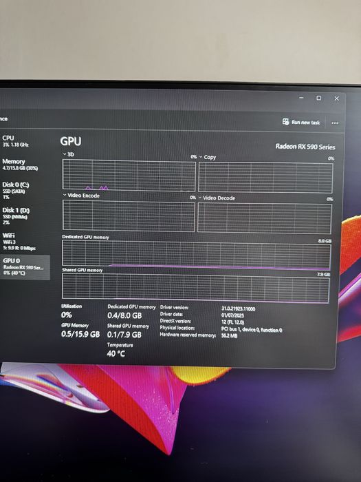 PC gaming i3-13100f RX590 8gb