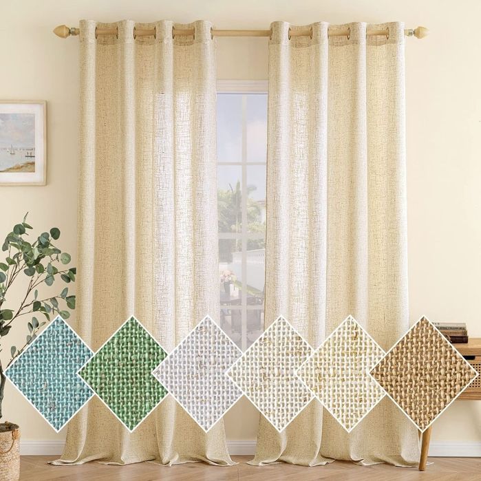 Set 2 perdele bej tip in semi-transparente 140x260 cm