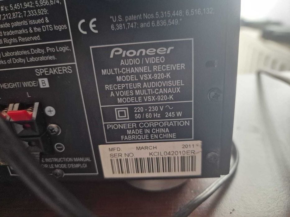 Receiver Amplificator Pioneer vsx 920 k 7.1 140w usb hdmi ipod 4k superb sunet clar puternic